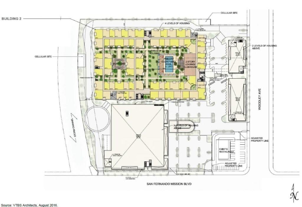 Podium-level floor plan for the Woodley & San Fernando Mission Project (Image: LADCP)